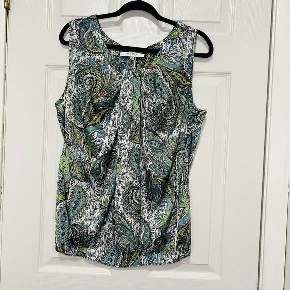 Jones Studio Separates Woman’s Multi Color Paisley Sleeveless Blouse Size XL EUC - Picture 3 of 12